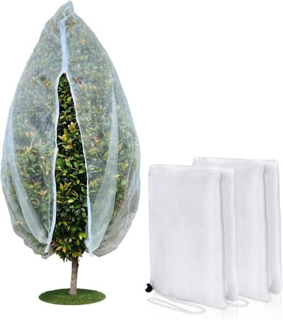 Insectengaas-insectennet-vlindernet-fruitboomnet met rits en trekkoord - 2-pack - Insecten- en vogelweringsnet - voor tuinbescherming - Fijnmazig tuinnet - Wit - 60x80cm