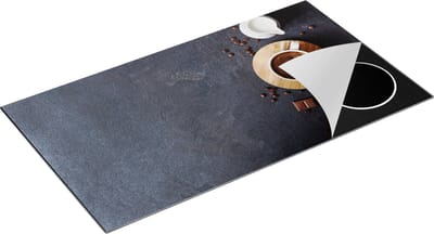 Chefcare Inductie Beschermer Kopje Koffie met een Croissant - 95x50 cm - Afdekplaat Inductie - Kookplaat Beschermer - Inductie Mat