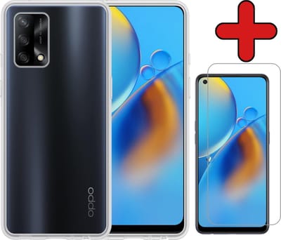Hoesje - Met Screenprotector - Geschikt voor OPPO A74 4G - Sterk & Shockproof - Telefoon Hoes - Back Cover - Siliconen Case - Telefoonhoes - Transparant