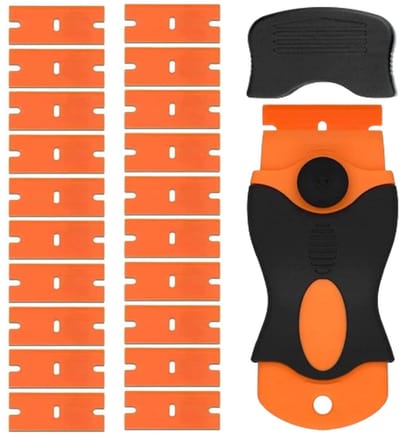 Dailygoods- Plastic Schraper 1 stuk - 20 Kunststof Messen - Multifunctionele Schraper - Verwijderen van Etiketten - Lijmresten - 10,8 x 4 cm - Reinigingsschraper