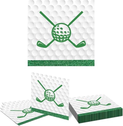 20 Golf Deko Servetten Wegwerpservetten met Groene Rand Golfbal Club Ontwerp 2 Laags 33cm voor Verjaardag Golf Toernooi Tafel Decoratie