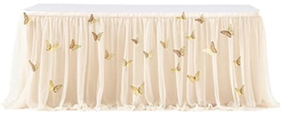 Dailygoods- Tafelrok met Vlinder - Tutu Tafelrok - Tafeldecoratie - Polyester - 183 cm x 77 cm - Feestdecoraties - Tafelkleed