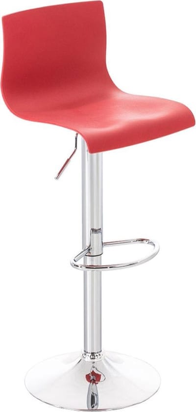 CLP Hover Barkruk - Met rugleuning - Voetsteun - Kunststof - chroom/rood