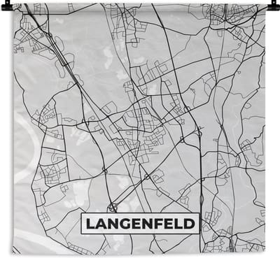 Wandkleed - Wanddoek - Duitsland - Stadskaart - Plattegrond - Langenfeld - Kaart - 180x180 cm - Wandtapijt