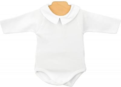 Romper Babidu 1185 wit,met kraagje, lange mouw | 9 maanden | maat 74