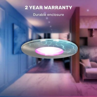 Hoftronic Smart - Smart WiFi LED inbouwspot 3 stuks 5,5W RVS Vegas - Dimbaar - RGBWW - IP44 - 400lm - Bedienbaar via Hoftronic Smart App - Bedienbaar via stem