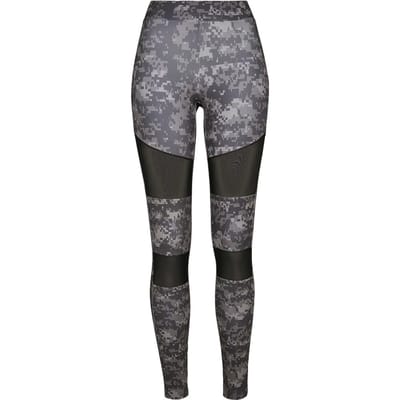 Urban Classics - Camo Tech Mesh Legging - S - Zwart/Grijs