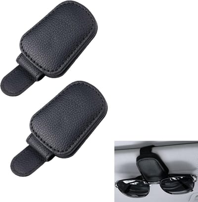 2 Stuks Autovizier Brilhouder, Magnetisch Leer Autobrilhouder, Brilhouders voor Auto Zonneklep, voor Vrienden en Familie, Ticketkaarten, Clip, Brilhouder, Cadeau
