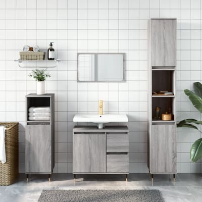 vidaXL - Badkamerkast - 30x30x190 - cm - bewerkt - hout - grijs - sonoma - eikenkleur