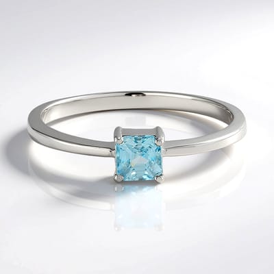 Cavill - Elegante ring - 925 Sterling zilver geplatineerd - Ratanakiri zirkoon 0,857 ct - Achthoekige Asscher geslepen - Blauw - Luxe Sieraad