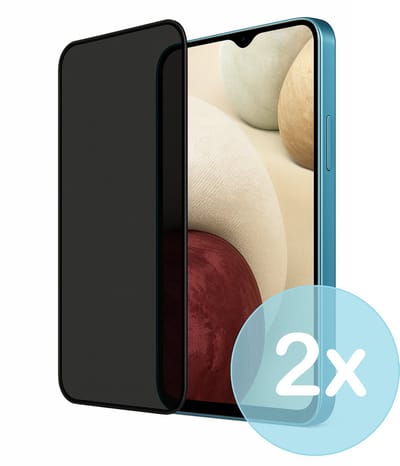 Privacy Screenprotector Geschikt voor Samsung Galaxy A12 – Anti-Gluren – Krasbestendig Gehard Glas 9H – Volledige Dekking – 2-Pack – FuturiQ