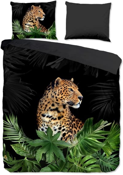 Pure dekbedovertrek luipaard - 1 persoons 140x200/220 cm - Zwart - Microvezel