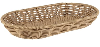 APS COVE brood mand en serveer mand ovaal - beige - polypropyleen gevlochten look - 28 x 16 cm