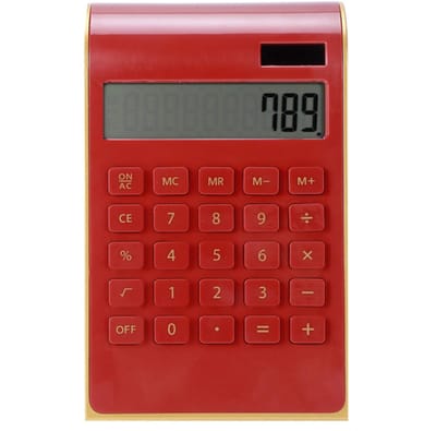 Rekenmachine - Zonnecalculator - Rekenmachine klein - Gekanteld LCD-scherm - Toon een getal van 10 cijfers - Rood