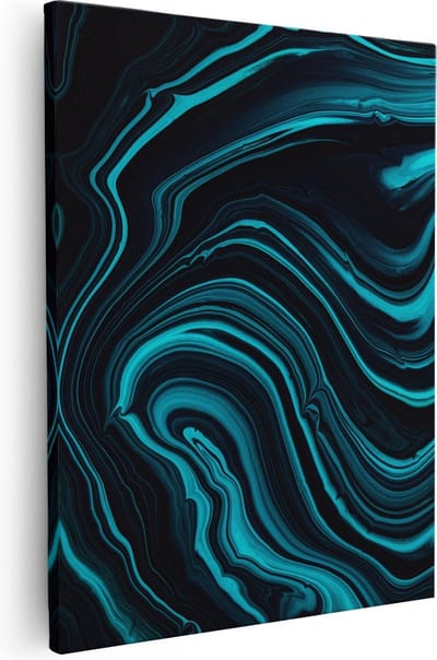 Artaza Canvas Schilderij Marmer Turquoise - 40x50 cm - Abstracte Wanddecoratie - Muurdecoratie Woonkamer - Kamer Accessoires