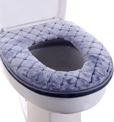 Toiletstoelhoes - Toiletzitting Kussen - Warmte & Comfort - Wasbaar met Rits - 235x19x6 cm - Grijs