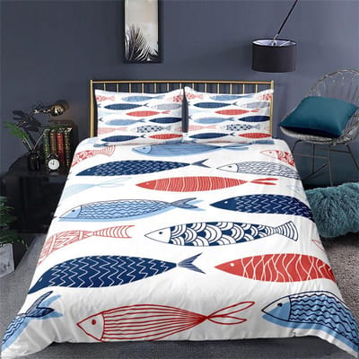Cartoon Vis peuter Beddengoed Set Voor Kinderen Microvezel Goudvis Dekbedovertrek Queen King Size 3D Print Dekbedhoes Slaapkamer Decor EU single(135x200cm)