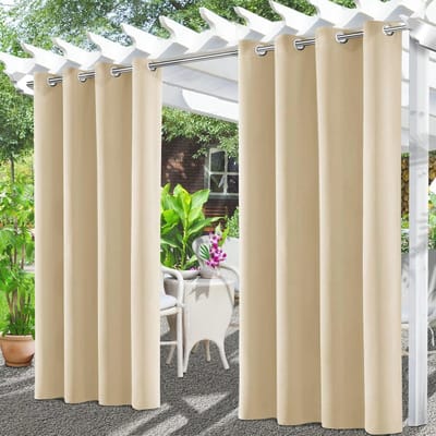 Waterdicht Buitengordijn voor Balkon en Terras - Zonwering en Privacy (132 x 245 cm, Beige)