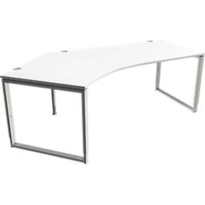 Schäfer Shop Genius MODENA FLEX hoekbureau, 135°, beugelvoet, bevestiging links, B, B 2165 mm, wit