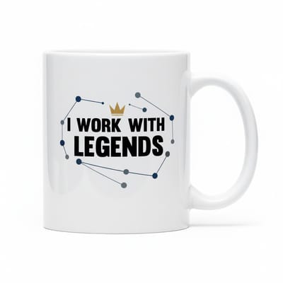 Grappige Kantoor Tekst Koffiemok “I Work with Legends” – Team Waardering & Werkplek Humor Cadeaumok – Keramische Koffiebeker 330 ml