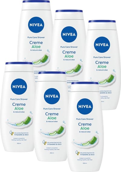 NIVEA SHOWER Creme Aloë Vera Douchecrème - 6 x 250ml - Voordeelverpakking