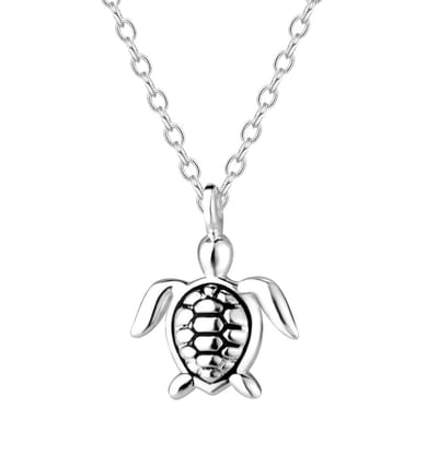 Joy|S - Zilveren schildpad hanger met ketting - 45 cm