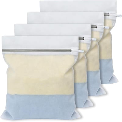 Wasnetten Set - Wasmachinezakken - Kleding Beschermen - Verborgen Ritssluiting - 40x50cm 4 Stuks - Grijs