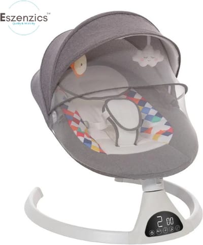 Eszenzics™ Elektrisch Wipstoel - Schommelstoel - Babyschommel - Babyswing - met Klamboe - Grijs