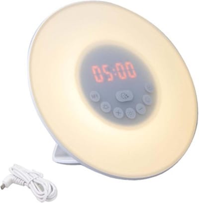 Wekker Wake-up Light - Digitale Klok - Natuurlijk Wakker Worden - Zonsopgang Simulatie - 6 Kleuren - Wit