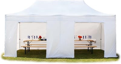 3x6 m Easy Up partytent Vouwpaviljoen met zijwanden, PROFESSIONAL alu 40mm, wit