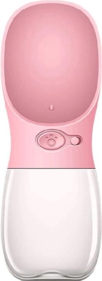 WVspecials Honden Waterfles 350ML Roze - honden fles water - Honden bidon - Honden Drinkfles - Honden bench - Waterfles hond onderweg - Waterfles voor honden - Drinkfles honden voor onderweg - Honden bidon - Roze