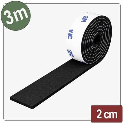 Quadrios 26SA143 Viltglijders Zelfklevend, Rond Zwart (l x b x h) 3000 x 20 x 4 mm 3 m