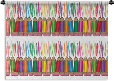 Wandkleed - Wanddoek - Kleurpotlood - Patronen - Regenboog - 120x90 cm - Wandtapijt