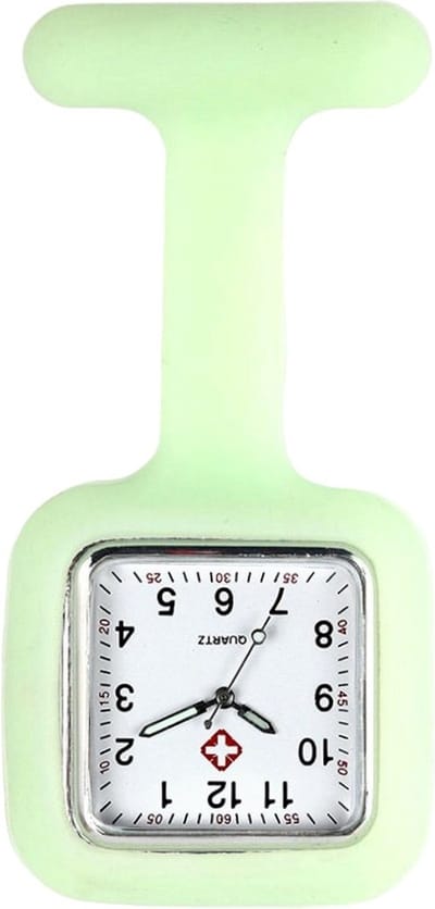 Fako® - Verpleegstershorloge - Zusterhorloge - Verpleegster Horloge - Siliconen Vierkant - Lichtgroen