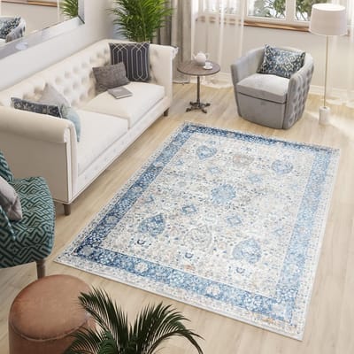 Tapiso Valley Vloerkleed Blauw Vintage Tapijten Woonkamer Maat- 120x180