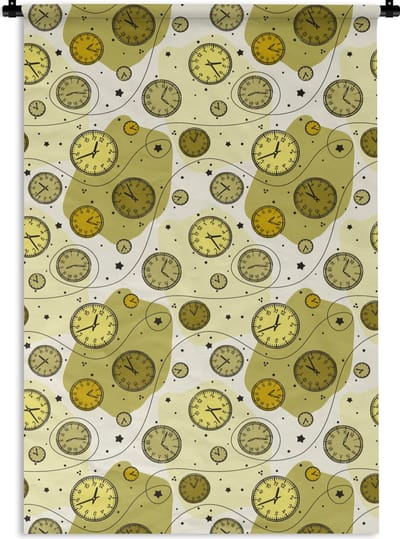 Wandkleed - Wanddoek - Retro - Klok - Patronen - Stippen - 120x180 cm - Wandtapijt