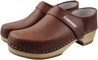 Werkklompen - Schoenklompen - Dichte hiel met houten zool en leren kap - Unisex klompen - Simson - Bruin - maat 37