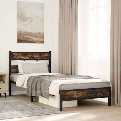 vidaXL - Bedframe - met - hoofdbord - zonder - matras - sonoma - eiken - 100x190 - cm