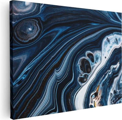 Artaza Canvas Schilderij Marmer Abstract - 40x30 cm - Klein - Muurdecoratie Woonkamer - Wanddecoratie Blauw - Kamer Accessoires