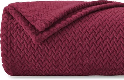 Zachte Fleece Deken - Flanellen Plaid - Comfort Thuis - Anti-pluis Behandeling - 130 x 150 cm - Bordeaux