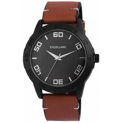 Excellanc Herenhorloge met imitatie lederen band
