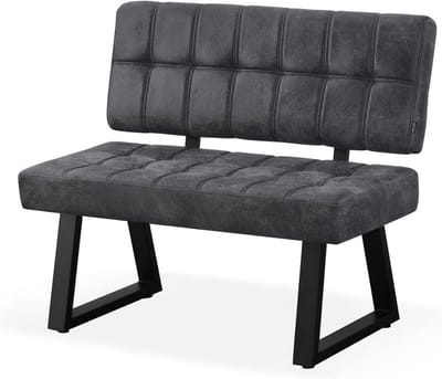 Gestoffeerde eetkamerbank met rugleuning 100 cm zwart industriële stijl