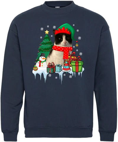Kersttrui Balou Kat | Foute Kersttrui Dames Heren | Kerstcadeau | Kerstpakket | Navy | maat XS