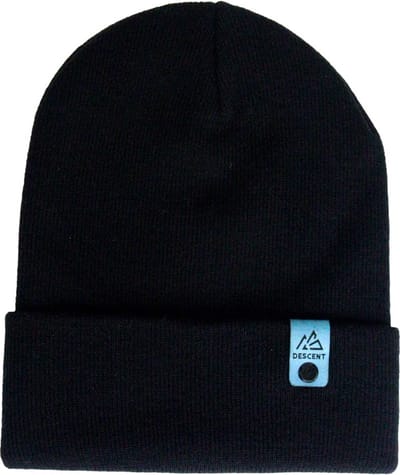 DESCENT Kinder muts - Zwart * blauw label | Jongen - Meisje - Kurk - Beanie - Wintersport