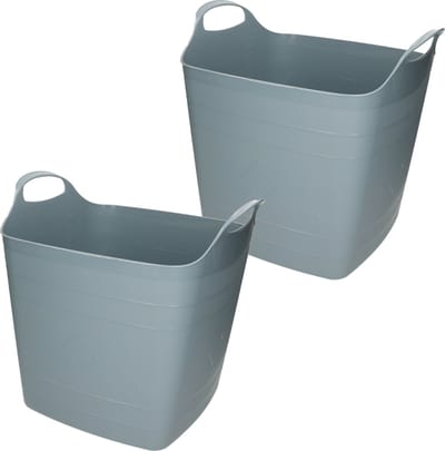Bathroom Solutions Flexibele kuip - 2x stuks - blauw - 25 liter - kunststof - emmer - wasmand