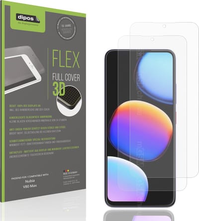 dipos FLEX – 2x Matte Screenprotector geschikt voor Nubia V80 Max | Volledige Schermbescherming | Case-Friendly