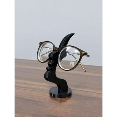 Support de Lunettes Courbé Unique - Design Noir Minimaliste Pratique, Matériau Plastique Black 1 Piece multicolore