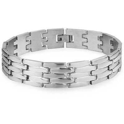 Zilver kleurige Heren Armband - Horlogeband stijl - Staal - 14mm - Schakelarmband - Armbanden - Papa Cadeau Voor Mannen - Vaderdag