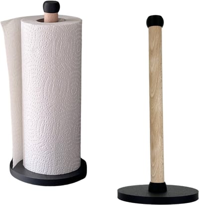Home 3D® - Keukenrolhouder Zwart - Houten Staande Rollenhouder - Gemaakt en ontworpen in Nederland