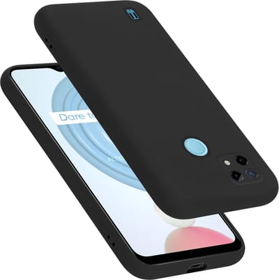 Cadorabo Hoesje geschikt voor Realme C21 in LIQUID ZWART - Beschermhoes gemaakt van flexibel TPU silicone Case Cover